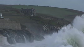 Gargantuan waves batter Porthleven after spate of recent bad weather.
