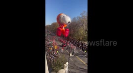 Astronaut Snoopy balloon flown during Thanksgiving parade in New York, US