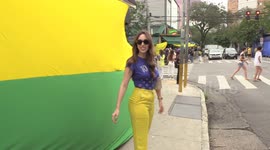 Fans prepare for Brazil’s first World Cup match against Serbia in Sao Paulo, Brazil