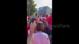 Energetic and excited Welsh fans sing ahead of game against Iran