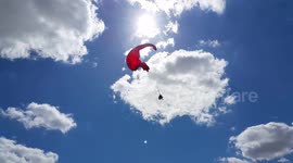 Gust Of Wind Takes Control of the Paraglider's Harness