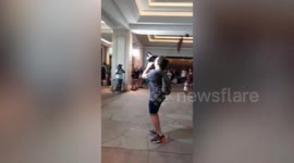 Moment Boy George was greeted by his classic hit Karma Chameleon as he walked into hotel after exiting I'm A Celeb