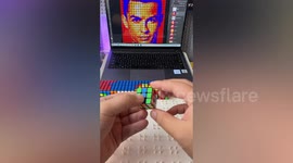 Move over, Messi! Creator makes Ronaldo's image out of 400 Rubik's Cubes after doing same with Argentine great