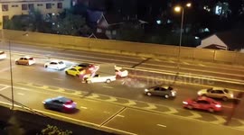 Speeding taxi causes pile-up on Thai expressway road