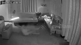 Half-asleep homeowner slips in water as burst pipe floods living room