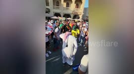 Mexican fans dance during the World Cup in Qatar