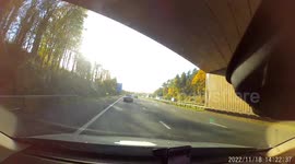 Van slams on breaks moment after overtaking just to exit the motorway