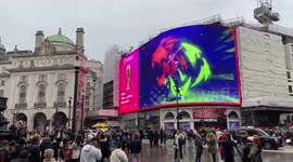 World Cup 2022 promotion on the iconic screens in Piccadilly Circus