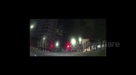 White SUV runs red light, causes crash in downtown Houston, TX, USA