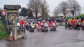 Hundreds of bikers in fancy dress outfits prepare to set off on charity bike ride in Yorkshire