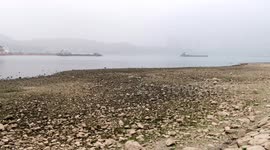 Yangtze River During Dry Season in Yichang, China