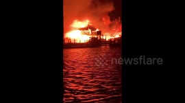 Massive 4-alarm fire erupts at Seaport Marine Marina Warehouse in Mystic, Connecticut