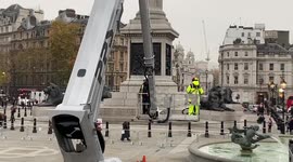 Lights and star installed on the Trafalgar Square Christmas tree