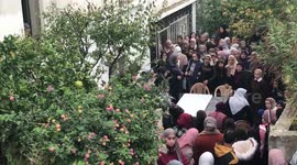 Mourners attend the funeral of Palestinians killed during clashes with Israeli army forces, in the city of Ramallah in the West Bank