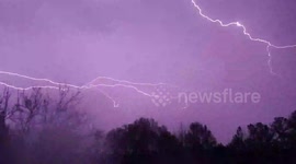 Slow motion Lightning video from storm moving across Smithville, MS. Storm produced very heavy rainfall