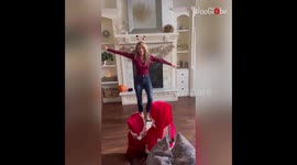 Self-love! Little girl gets super excited seeing herself on camera while recording her mom's dance!