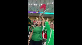 Mexican girl fan singing at Lusail Stadium on World Cup 2022