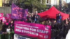 Jeremy Corbyn addresses teachers on strike outside Kings Cross station