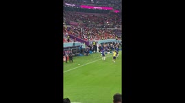 English and Welsh football players warming up before the 2022 fifa world cup