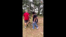 Friends spice up musical chairs by replacing chairs with shoes