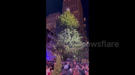 Countdown to switching of Christmas tree lights in New York