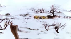 Chinese artist creates impressive snow-themed paintings with sand