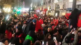 Morocco football fans take over Piccadilly Circus after World Cup game win