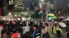 Japan fans celebrate historic win over Spain in Tokyo