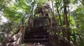 Officials survey abandoned Buddhist pagoda found deep in Thai jungle