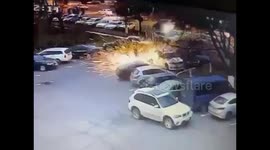 CCTV captures the moment of an explosion in Odesa in Ukraine