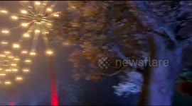 Christmas Tree light display in one of the Gardens at Blenheim palace