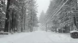 Watch as huge early winter snow storm makes for dangerous driving conditions in Lake Tahoe