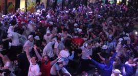 England fans at Croydon Boxpark react to England's 3-0 win against Wales