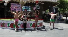 Animal rights activists lingerie protest, Sydney, Australia