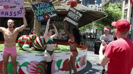 Animal rights activists lingerie protest, Sydney, Australia