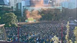 Thousands gathered in Sydney's Darling Harbour fan site to watch Socceroos lose 2-1 against Argentina