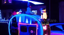 Christmas lights and torch parade with fireworks in Kent, UK
