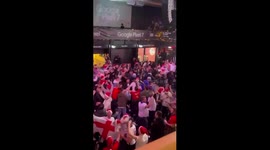 Wild scenes as England fans in Santa hats dance to Vengaboys at Boxpark Wembley after Senegal win