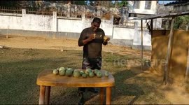 Man nicknamed hammerhead breaks records for smashing fruit on his skull