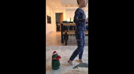 My son singing and dancing to santa jingle Bell rock