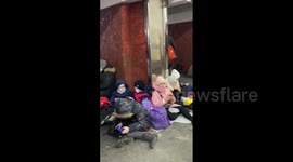 Kyiv residents take shelter in metro stations as air raid alerts sound across country
