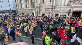 Jeremy Corbyn joins firefighters in London as strike ballot opens