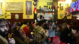 Residentes de marruecos en Madrid,España celebran la victoria de Maruecos en octavos de final en penales