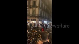 Streets of Barcelona, Spain after Marocco outperformed Spain at World Cup 2022