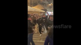 Morocco fans celebrate win over Spain at World Cup in Barcelona, Spain