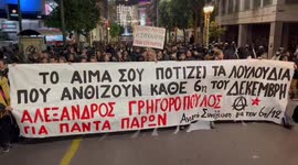 March in anniversary of police killing of Greek teenager in Athens, Greece
