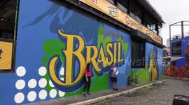 Graffiti created in tribue to Brazilian football player Richarlison in Sao Paulo, Brazil