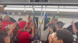 Moroccan fans celebrate upset World Cup win vs. Spain with party on Doha subway