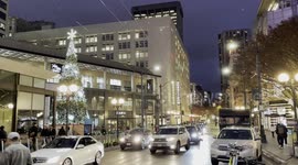 Christmas Lights in Seattle at Night Time