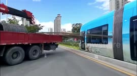 Steel pipes transported on truck impale tram after collision in China